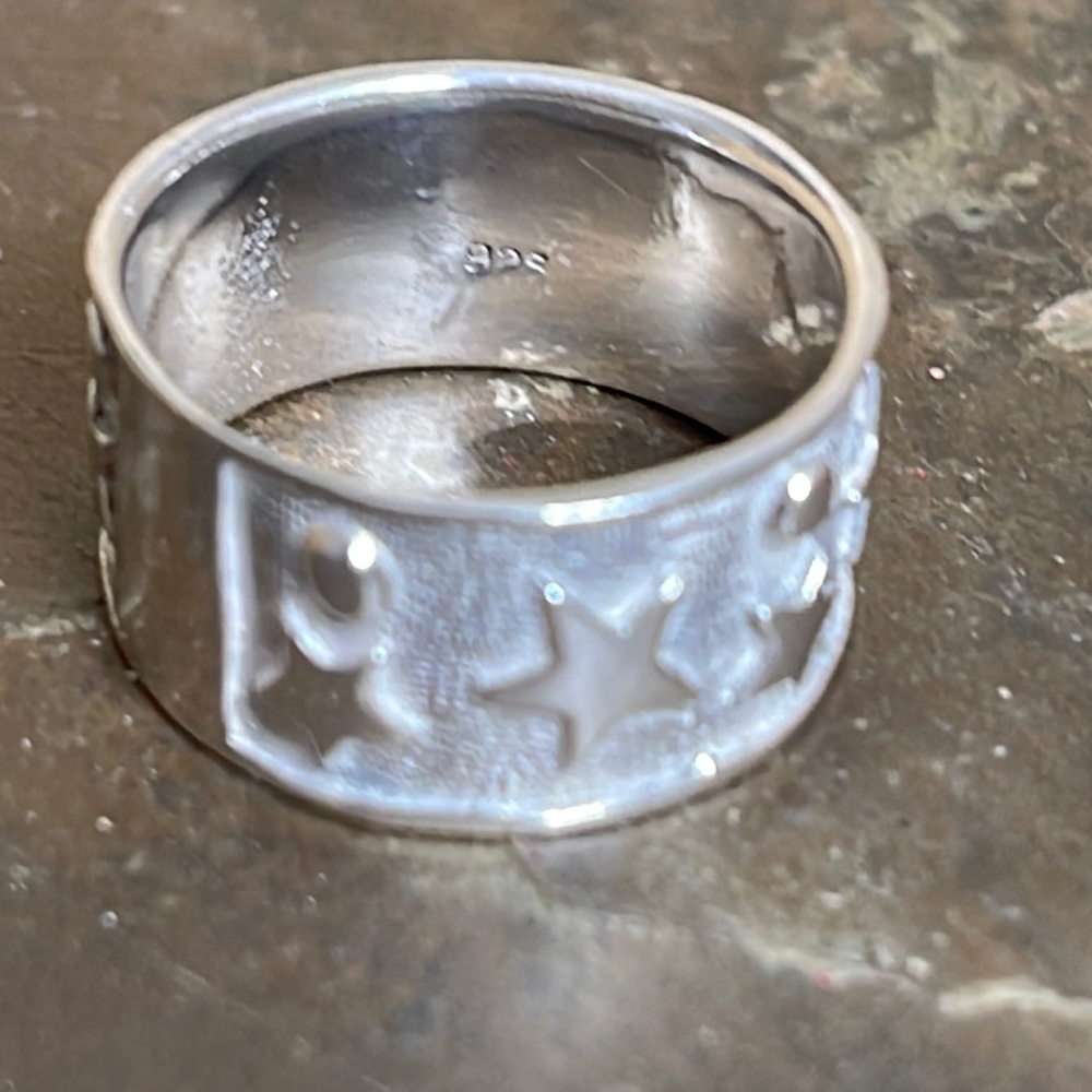 Super Cool Vintage 925 Sterling Silver Celestial Band Ring Sz 5.5 - Picture 6 of 10